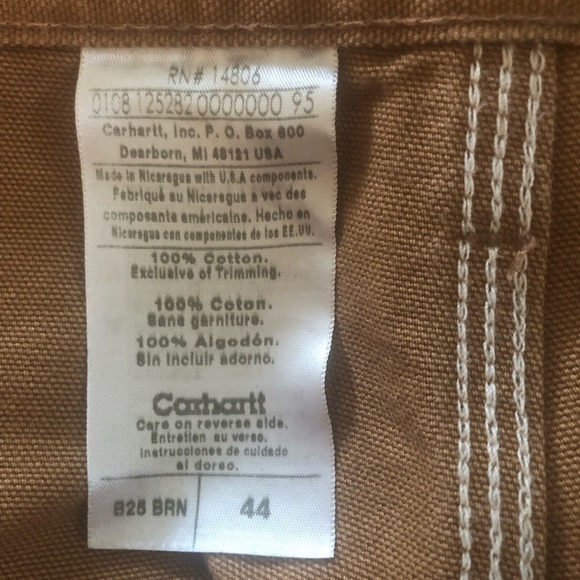 Carhartt Rugged Canvas 100% Cotton Carpenter Cargo Work Short Sz. 44 Brown - Picture 5 of 6
